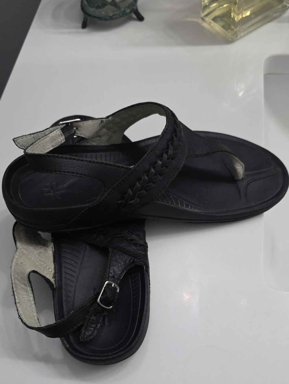 KURU Black Braided Leather Sandal